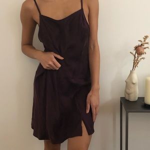 SOLD! Free People Foxy Silk Slip Eggplant Dress